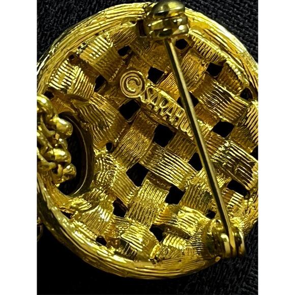 Vintage Sarah Coventry Double Pin basketweave Mens Brooch collar clip - Picture 6 of 7